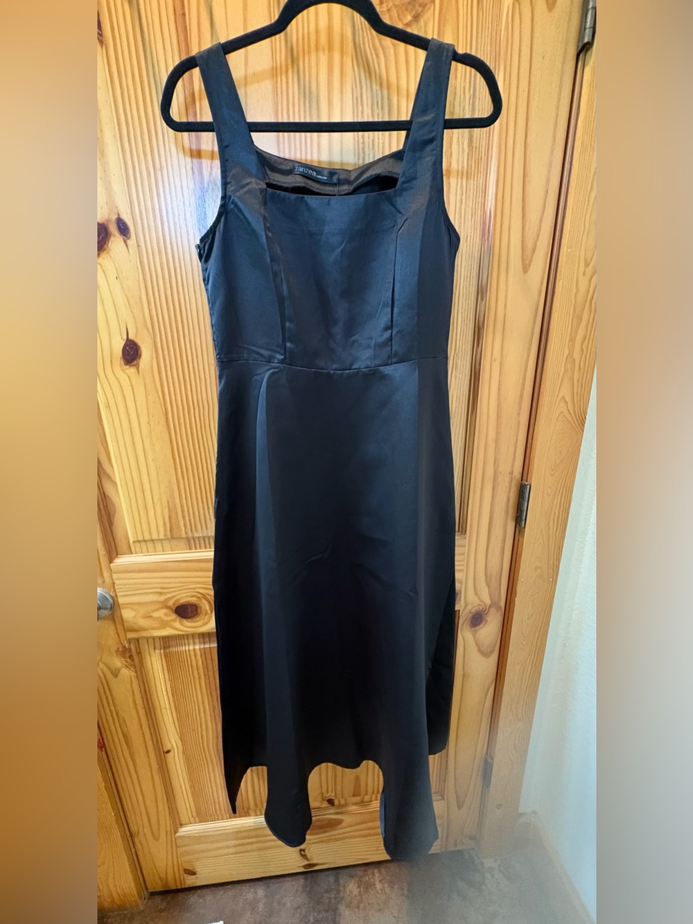 ZANZEA Black Sleeveless Square Neck Midi Dress NWT Size L A-Line